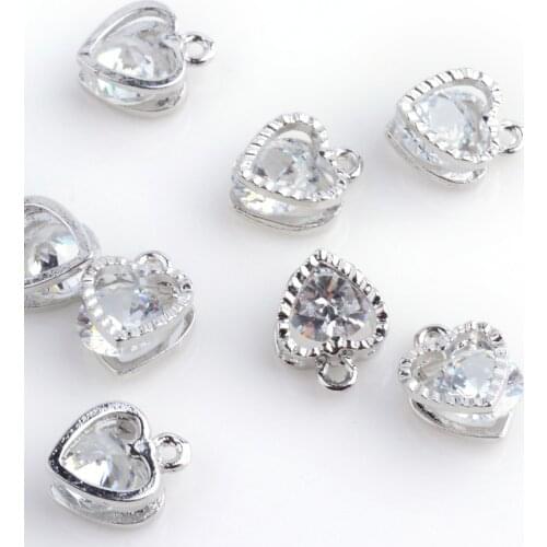 Alloy Heart Shape with Zircon Pendant DIY Handmade Heart Shape Pendants Accessories Wholesale chains for jewelry wholesale