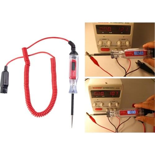 Large Size Heavy Duty 3-48V Digital LCD Circuit Tester Car Truck Low Voltage & Light Tester with Stainless Probe
