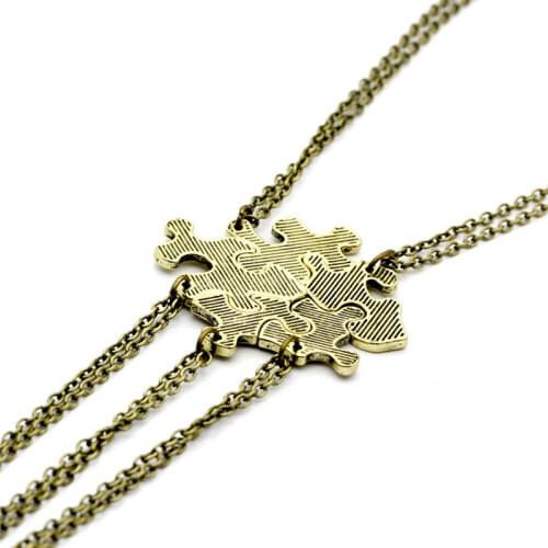 5PCS/Set Interlocking Jigsaw Puzzle Pendant Necklace Best Friends Friendship 4.9cm*3.9cm