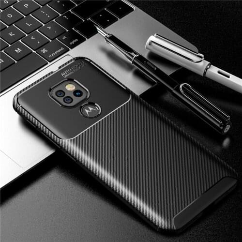 For Motorola G9 Play Case Shockproof Soft TPU Carbon Fiber Protective Phone Cover for Moto G9 Play Couqe For Moto G9 Play