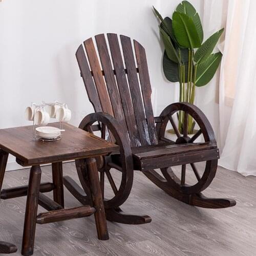 Pure Solid Wood Rocking Chair Square Table / Carbonized Coffee Table / Carbonized / Wheel Table And Chair / Outdoor Courty