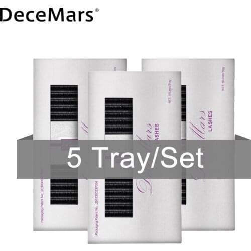 DeceMars 5cases/lot eyelash extension J B C D All Size in one tray Professional Eyelash Extension Faux Mink Lashes For woman