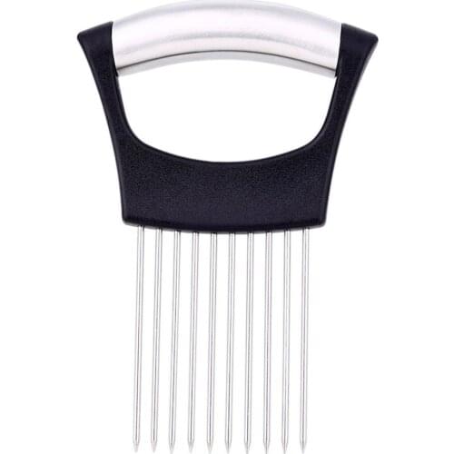 Food Slice Assistant Kitchen Cutting Tool Durable Onion Cutting Holder With Comfortable Handle Stainless Steel Onion Needle