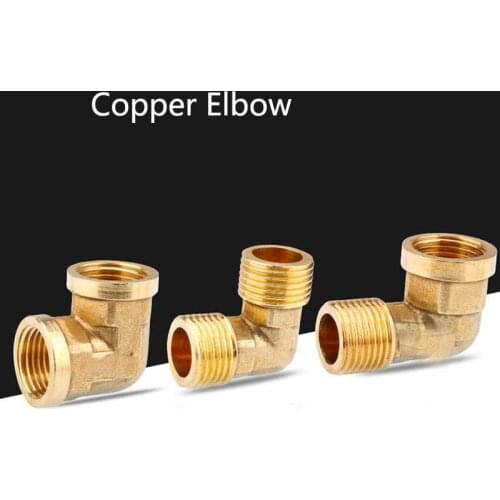 Water Pipe Fittings 1 Pcs Copper Elbow 1/8" 1/4" 3/8" 1/2" Male Fine Thread 90 Deg Brass Adapter Inner Outer Wire Connector