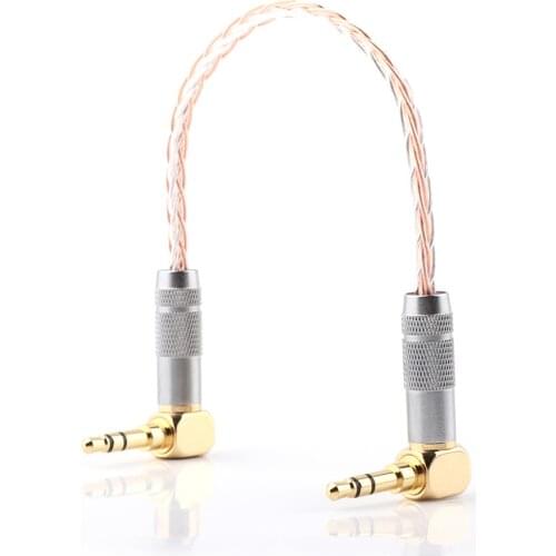 HIFI AUX Cable 8Cores OCC 3.5mm Male to Male Stereo AUX Cable 3.5 Right Angled for Headphone amplifier audio cable