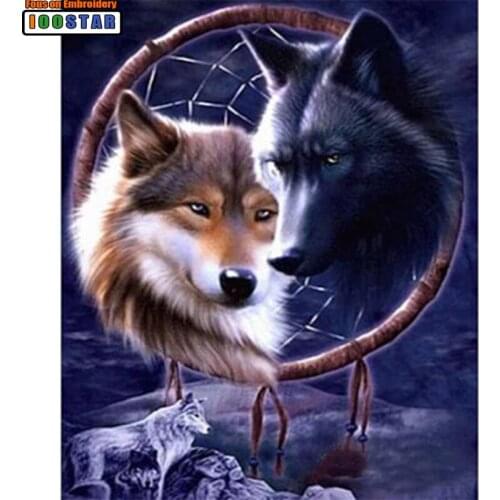 Icon Diamond Embroidery Wolf Dream Catcher Cross Stitch Square/Round Drill Diamond Painting Wall Sticker Decoration Paintings