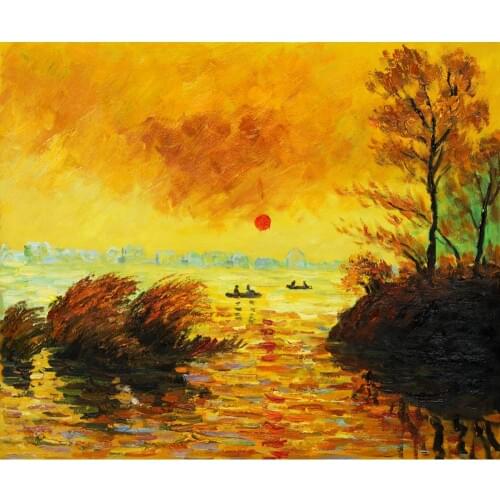 Le Coucher Du Soleil La Seine of Claude Monet art oil paintings Canvas reproduction hand-painted