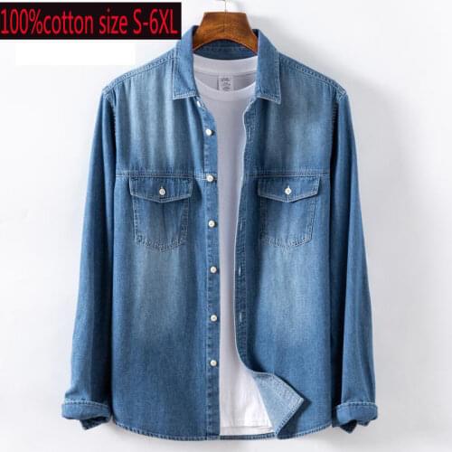 MEI QIU MEI Mens Denim Shirts