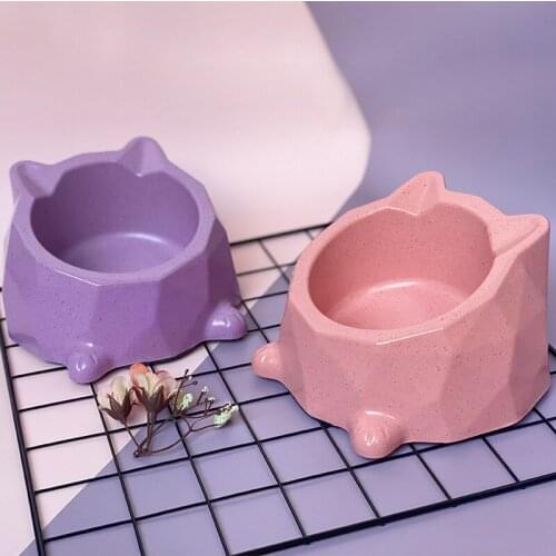 Lovely Pet Dog Accessories Cat-shaped Puppies Container for Food Anti-skid Feeder Bamboo Fiber Bowls Stand Plates for Cats Dog