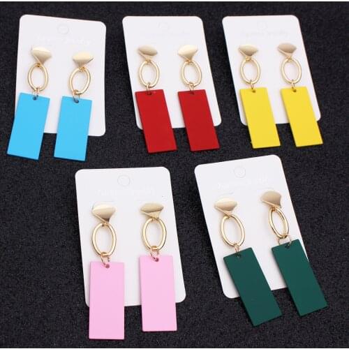 Fashion Simple Atmosphere Rectangular Women Fine Earrings Personality Creative Temperament Girl Pendant Sister Accessories Gift