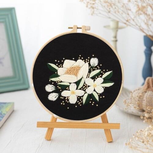 DIY Embroidery kit for Beginners FlowerPattern Printed Needlework Set Cross Stitch with Hoop Handmade Sewing Arts Handicraft