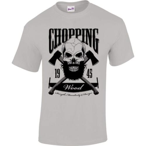 Newest 2019 Fashion Stranger Things T Shirt Men Lumberjack Beard Skull Chopping Wood Short Sleeves T-shirt Top T Shirt