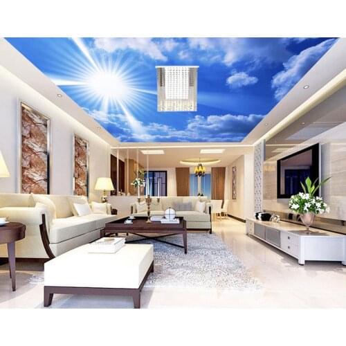 Wallpaper 3d mural Blue sky sun cloud ceiling Home Decoration Non woven roll Fresco Custom 3d photo wallpaper
