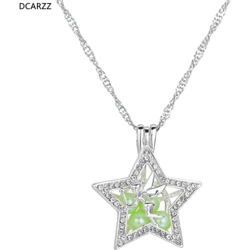 Crystals Star Necklaces Pearl Cage Locket Pendant Necklace Girls Princess Cosplay Costume Women Pearl Beads Jewelry Wholesale