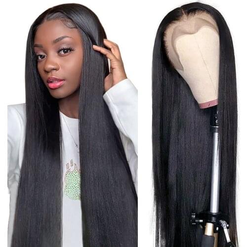 Lace Closure Human Hair Wigs Straight Long Pre Plucked Remy Hair Wig 180 Density 4x4 Lace Closure Wig Human Hair For Women