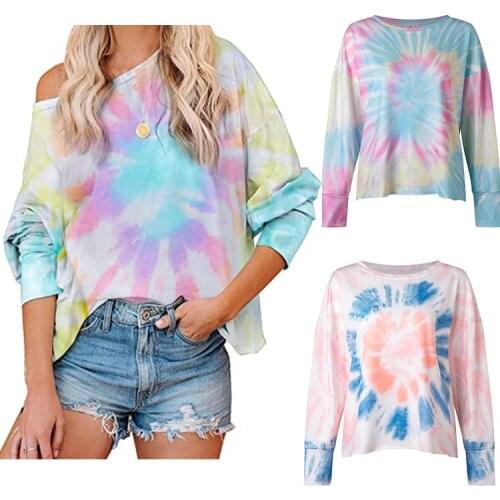 Pullovers harajuku hoodie 2021 tie-dye printing female new loose off Europe United States Sweatshirt Female Streetwear BYT202069