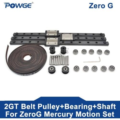 POWGE ZeroG Mercury one of GT2 LL-2GT RF Open Timing Belt 2GT 20T Teeth Pulley Bearing F695-2RS Linear rail MGN12H Motion set