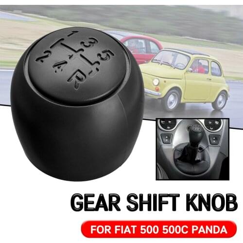 Black Car 5 Speed Gear Shift Knob For Fiat 500 500c 2007-2013 Panda 2003-2012 Manual Gear Lever Shifter Gaitor