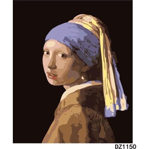 Painting By Numbers DIY Dropshipping 40x50 60x75cm pearl earring Teenage girl Figure Canvas Wedding Decoration Art picture Gift
