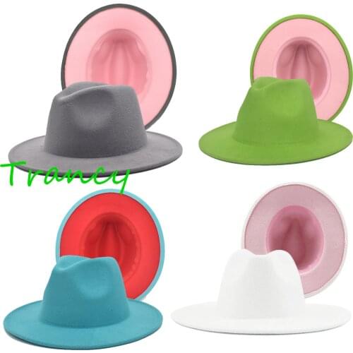 Hat fedoras hat lime green pink Panama felt hat for women jazz hat church hat top cap women fedoras hats for men шляпа женская