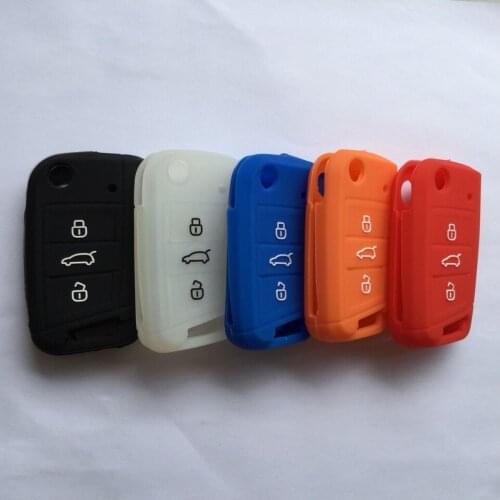 Silicone Shell Flip Floding Key Case Cover For VW Golf 7 GTI MK7 Lamando Touran L 3 Button SKODA Octavia a7 Sportsvan Bag