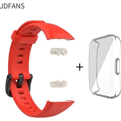 Replacement Strap For Huawei Band 6 Silicone Watch Strap For Honor Band 6 Strap With TPU Full Screen Protector Case black band