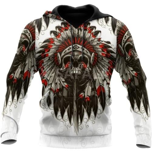 Native Indian Blood Loving Skulls 3D All Print Size Hoodie Man Women Harajuku Outwear Zipper Pullover Sweatshirt Casual Unisex-1