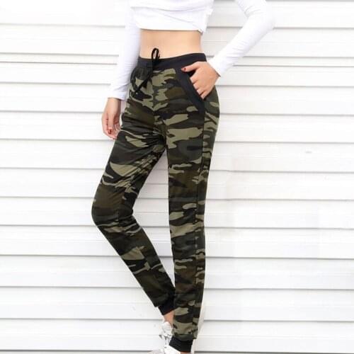 Camouflage Full Length Pencil Women Pants Drawstring Pockets Skinny Slim Lady Joggers Feminine Trousers 2020 Fall Female Clothes