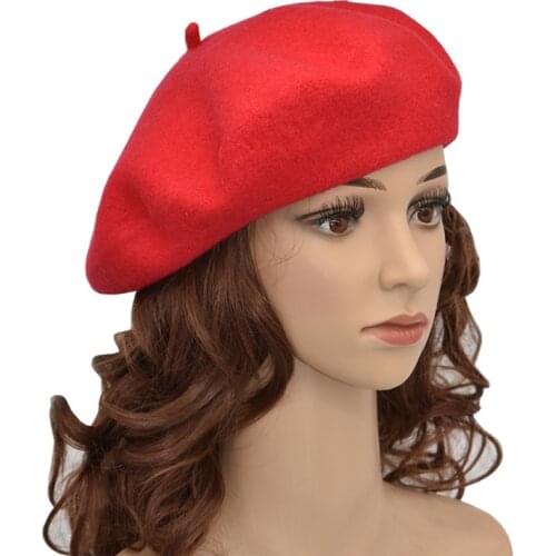 JOYHY Women Artist French Beret Hat Winter Warm Juniors Girls Wool Solid Color Black Red Blackish Green Baret Beanie Flat Hat