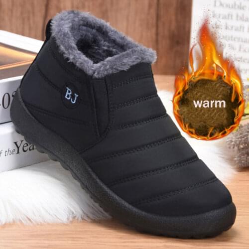 Winter Men Ankle Boots Plus Fur Snow Work Shoes Couple Man Platform Suede Water Proof Boots Mens Winter Sneakers Snow Boots