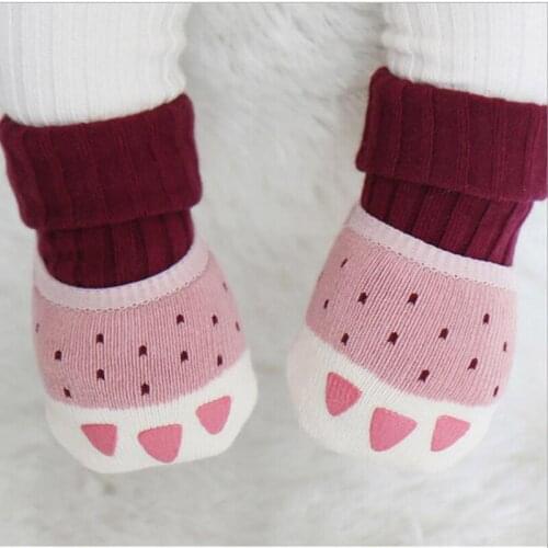 Winter thicken terry baby socks cartoon tiger claw cartoon children socks non - slip baby socks 0 to 4t
