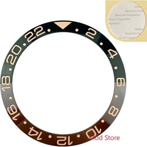 38mm Black/Brown GMT Root Beer Ceramics Bezel Insert Made For GMT MASTER II Style Automatic Mens Watch