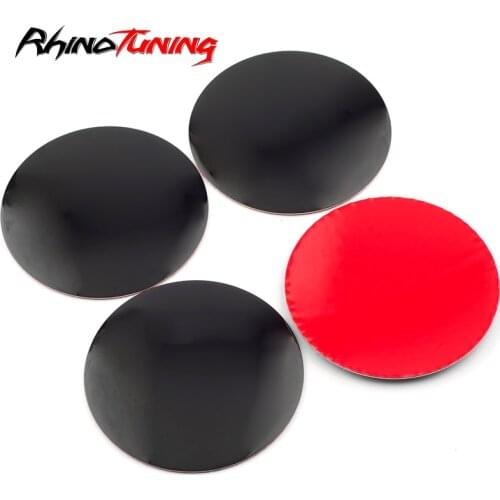 4pcs 60mm Universal Wheel Center Cover Sticker No Logo Black ABS Plastic Base Solid Color