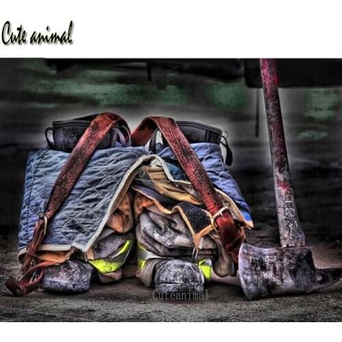 5D Diy Diamond Painting Fireman Axe Tool Mosaic Diamond Crystal Painting Full Square Round Diamond Embroidery Cross Stitch Kit