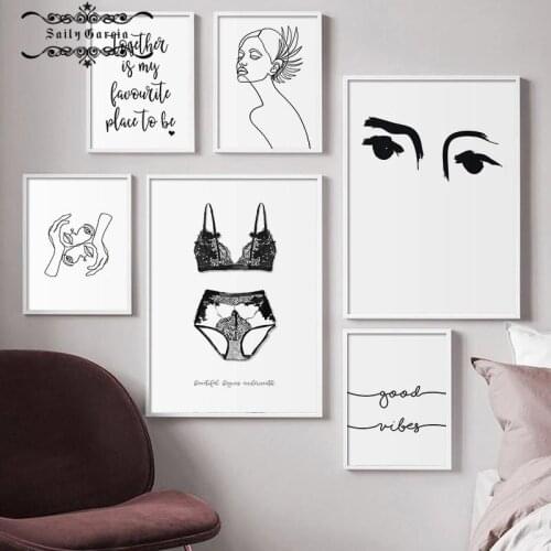 Abstract Minimalist Woman Line Poster and Prints Nordic Wall Art Canvas Painting Black White Underwear Pictures for Home Decor
