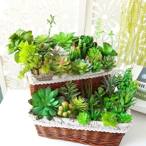 Home Decor Accessories Green Artificial Succulents Plants Desktop Flower Bonsai Bedroom Living Room Decoration Fake Plants