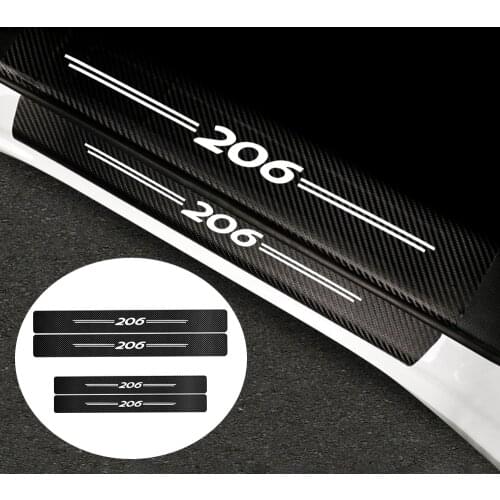 Car Stickers Front Rear Door Sill Protector Film Stripe Carbon Fiber Decoration Auto Accessories For Peugeot 206 307 308 408