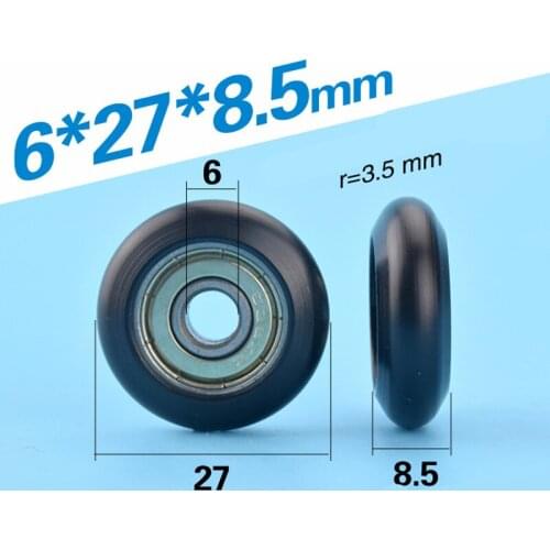 Free Shipping 626zz bearing roller pulley outer diameter 27mm black nylon roller wheel 6*27*8.5 roller