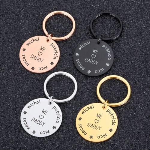 Personalized Family Gifts Keychain Customized Mom Dad Grandma Grandpa Key Chain Engraved Stainless Steel Mother Father Keyrings