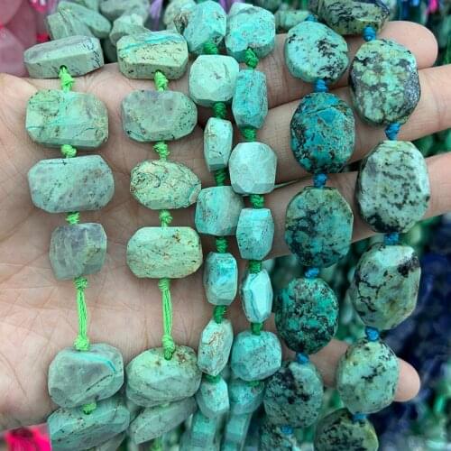 Natural Chinese Turquoise Stone Beads 15'' Green Irregular DIY Loose Beads For Jewelry Making Women Beads Necklace Gift
