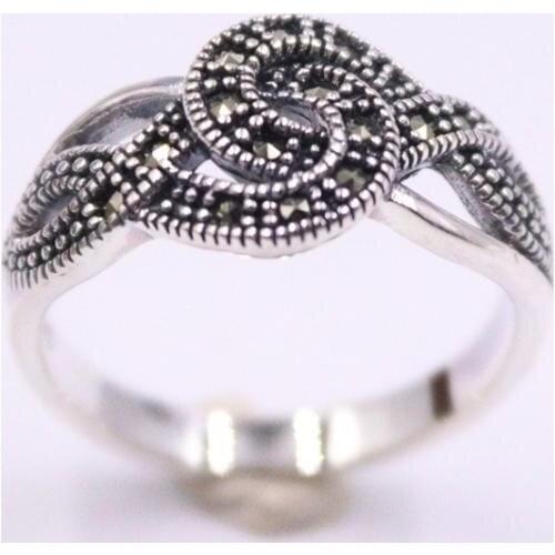 Pure 925 Sterling Silver Ring Width 11mm Marcasite Inlay Double “8” Pattern For Woman US Size 5-10 New