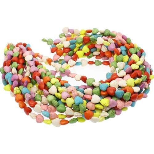 Natural colored turquoise heart-shaped loose beads 10mm jewelry making DIY jewelry accessories necklace bracelet 16 inches