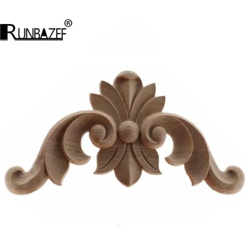 RUNBAZEF Wood Applique Onlay Wood Decal Modern Ornamental European Decoration Rose Crown Leaves Wooden Corner Home Figurines NEW