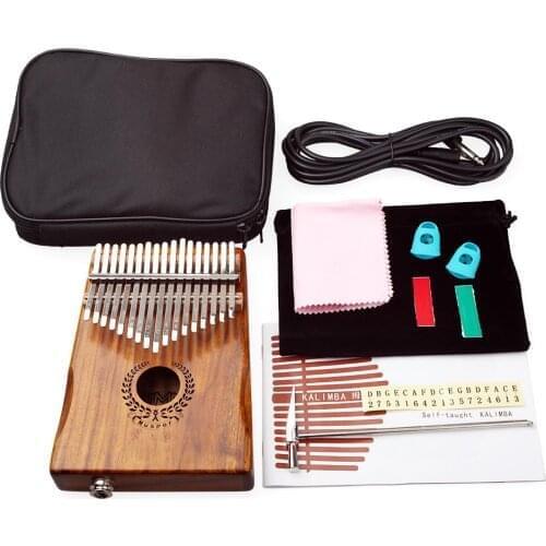 Muspor 17 Keys Thumb Piano EQ kalimba Mbria Acacia Wood Link Speaker Electric Pickup with Bag Cable Tuner Hammer For Beginner