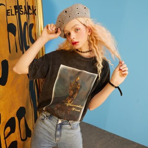 ELFSACK Graphic Print Casual Slim T-Shirts Women Clothing,2021 Spring Vintage Full Sleeve Korean Ladies,Basic Daily Letter Tops