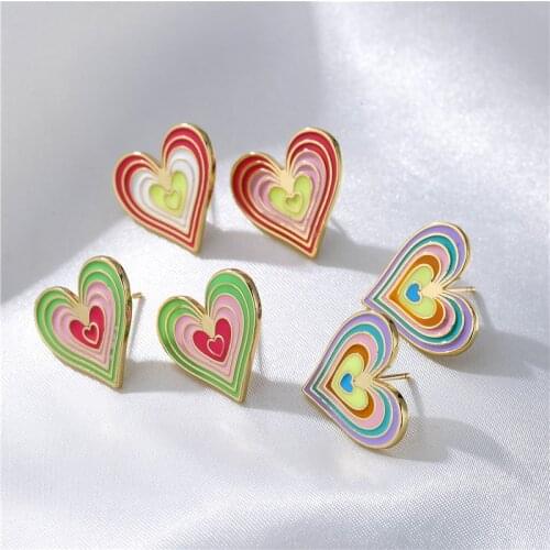 HECHENG,1 pair Enamel Star Heart Stud Earrings ,Handmade DIY Earrings Summer Dripping Creative Earrings Fashion Jewelry Whole
