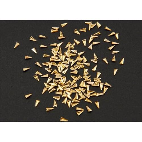 Beauty Nail Art About 200pcs 1.5*3mm Gold Metal Nail Art Decoration 3D Triangle Studs Tips DIY 290214