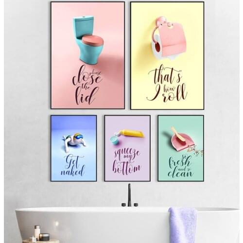 Colorful Still Life Canvas Painting Bathroom Poster Toilet Paper Wall Picture Home Decoration Cleaning Room Decor Art Prints