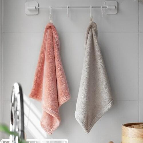Kitchen towel microfiber absorbent non-oily dish washing cloth hanging coral fleece hand towels