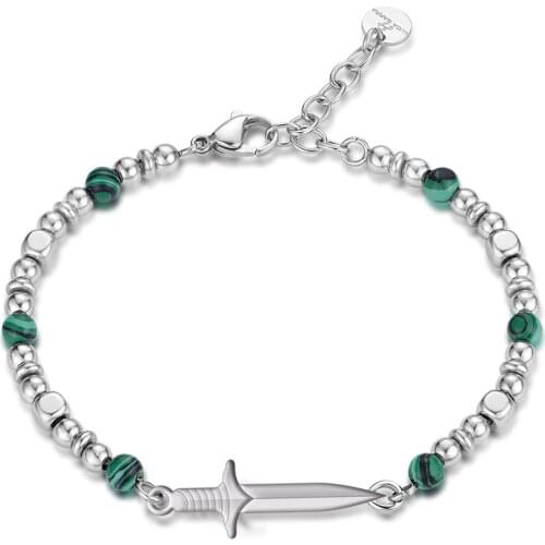 Runda Fashion Stainless Steel Beaded Bracelet for Men and Women Charms Jewelry